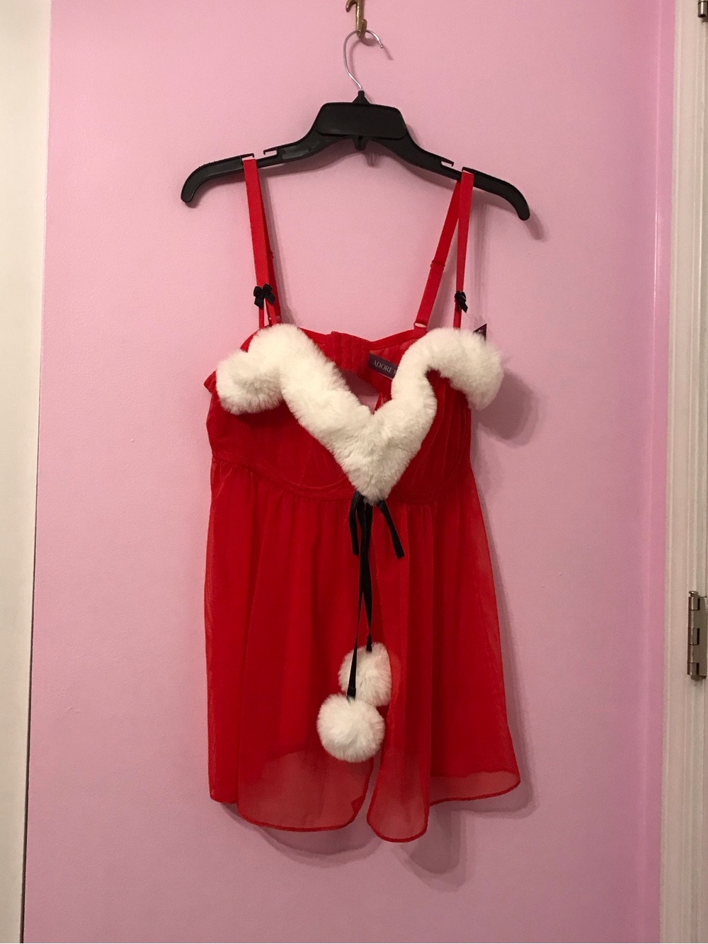 Adore Me Christmas Claussine unlined red Mrs claus Santa lingerie Size 40DD